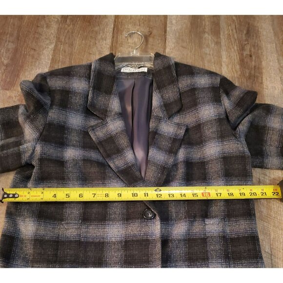 Pierre Dumas Boho Vintage Sz Small (8-10) Wool Jacket-Long Blazer blk, blue, gry - Picture 9 of 11